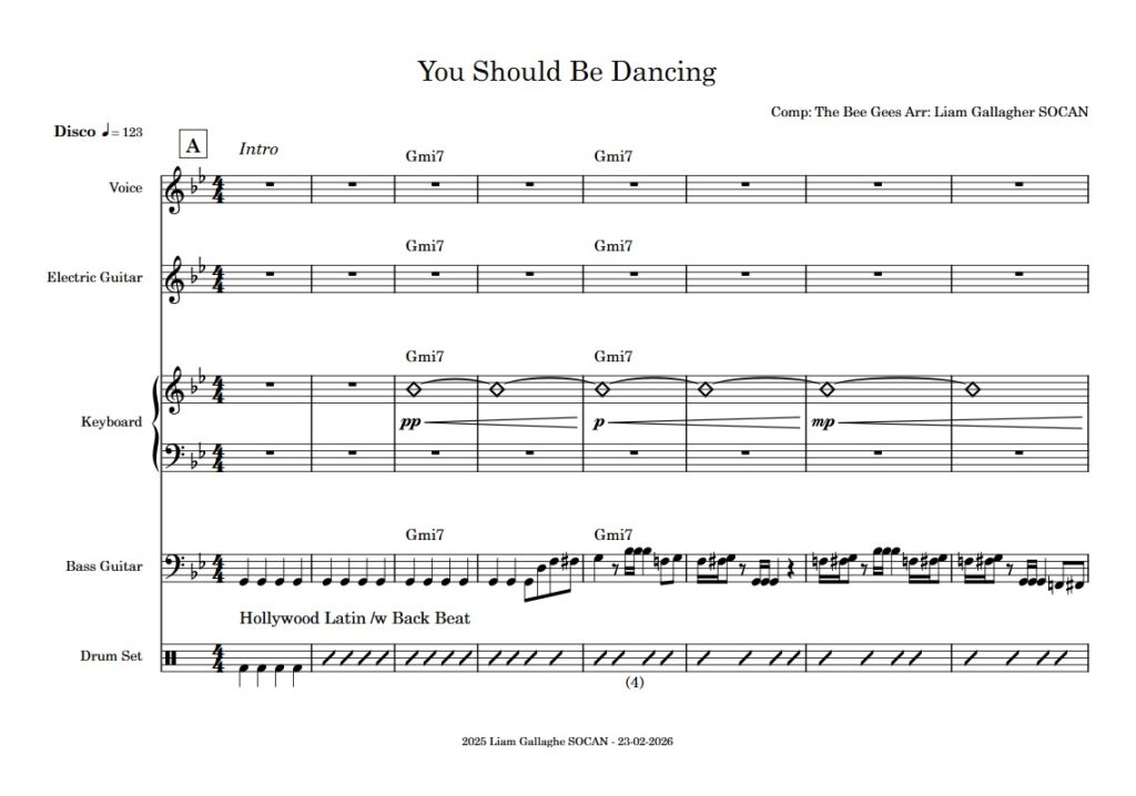 You Should Be Dancing style song ala The Bee Gees